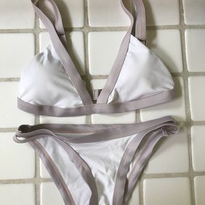 Grey & White Bikini Set